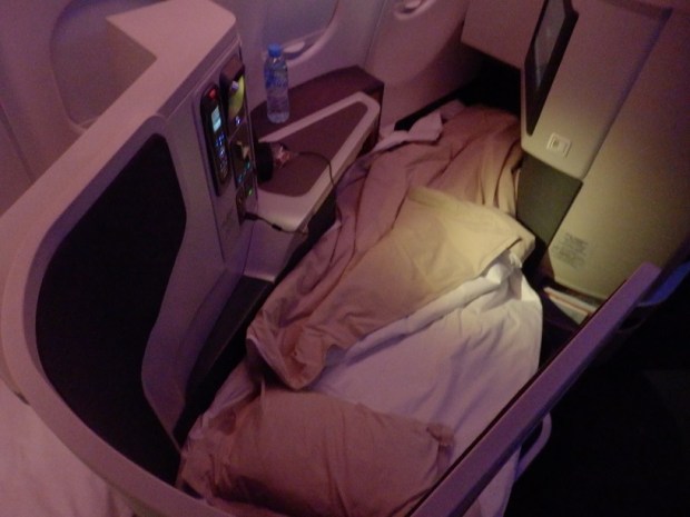BUSINESS CLASS SEAT IN FLAT-BED POSITION